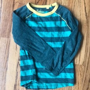 Boden Striped long sleeve shirt in dark/light green size 6-7